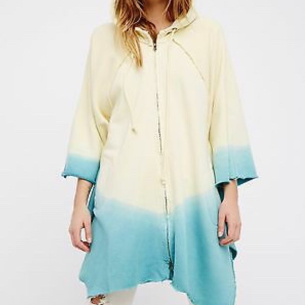 Free People Yellow and Blue Poncho
